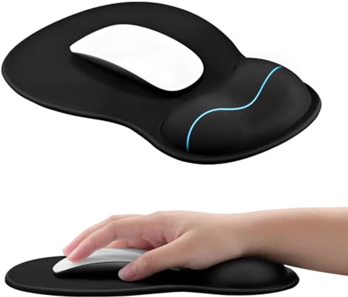 Ergonomische Muismat met Gelpad en Antislip Basis - Zwart