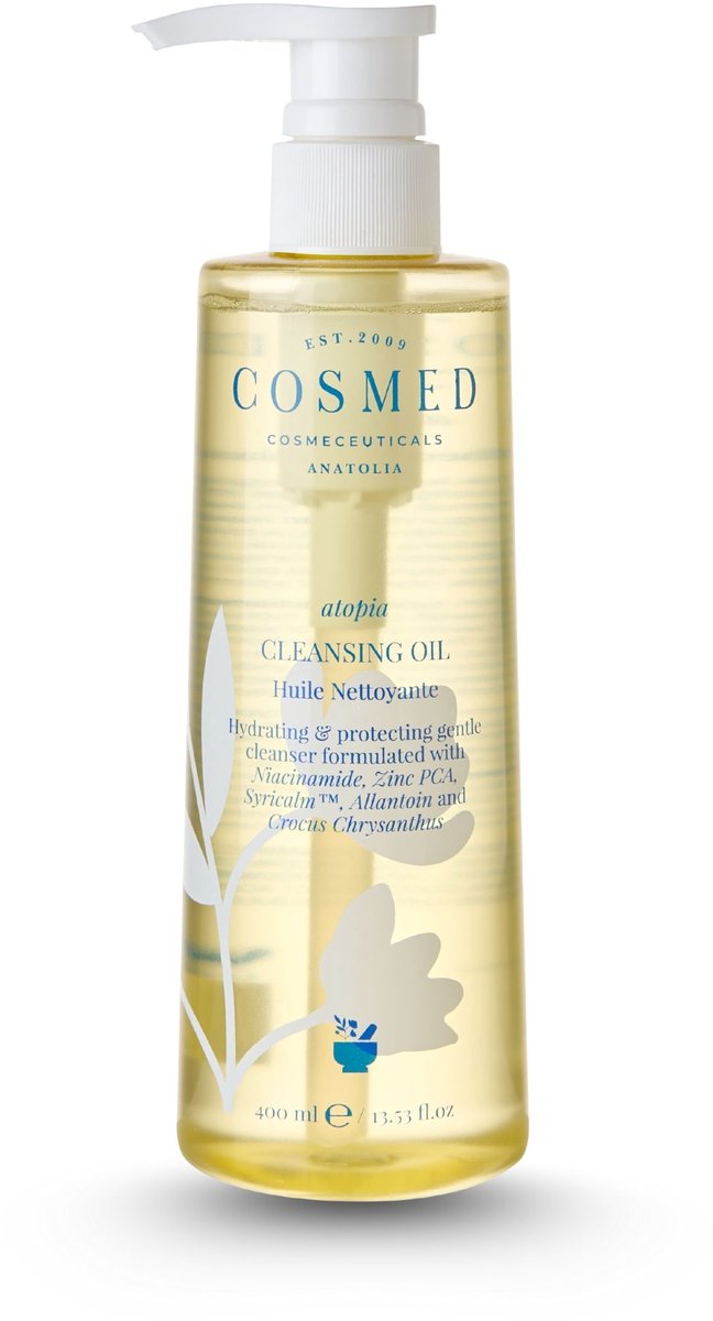 Cosmed Atopia – Cleansing Oil – Reinigingsolie voor Alle Huidtypes – Oil Cleanser voor Gezicht en Lichaam – Atopische Huid – Make up Remover – 400 ml