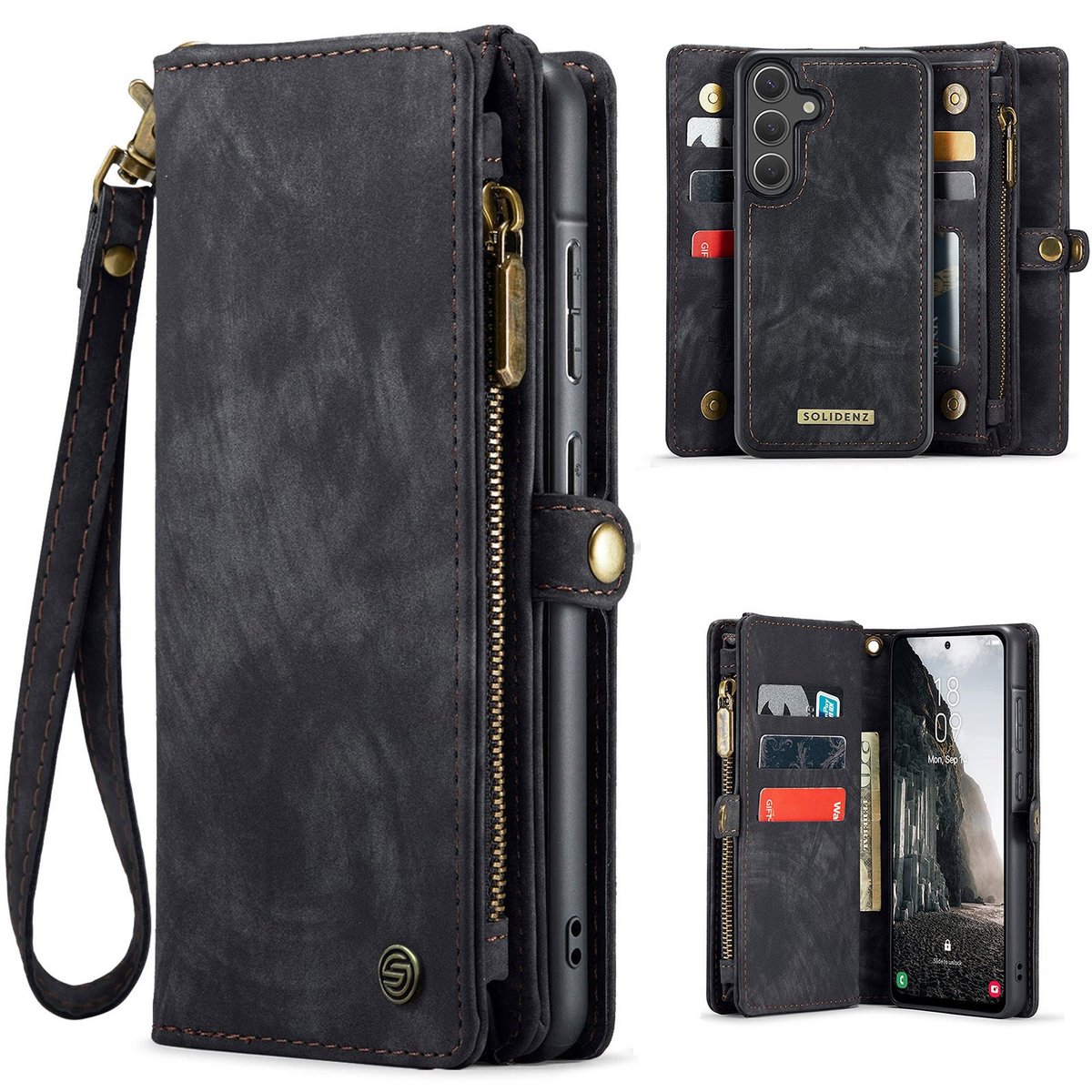 Solidenz Hoesje - Geschikt voor Samsung Galaxy S25 - Urban Wallet - Zwart