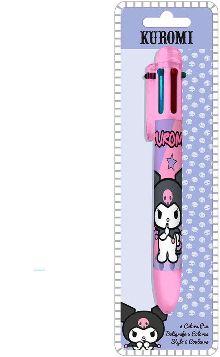 Hello Kitty & Kuromi 6-Kleuren Pen – 21 cm – Multicolor Balpen in Licentie-design