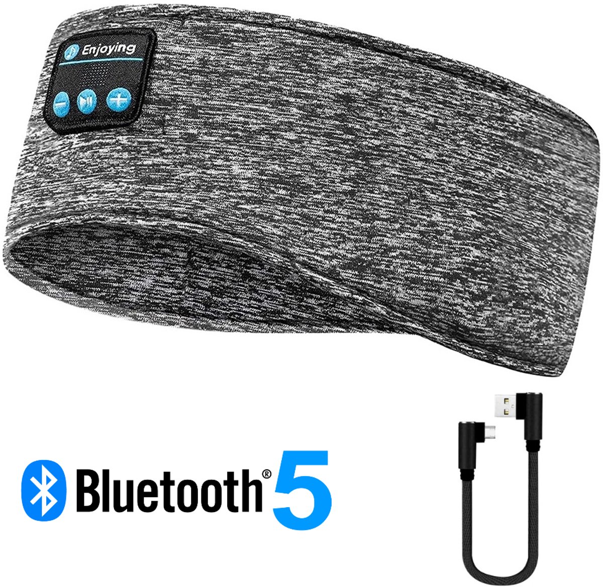 BlueTime - Slaapmasker - Hoofdband Bluetooth - Draadloze Hoofdtelefoon - Slaaphulpmiddel - Slaap masker - Slaapmasker Bluetooth - Slaapmasker Vrouwen - Hoofdband - Zweetband Hoofd - Grijs