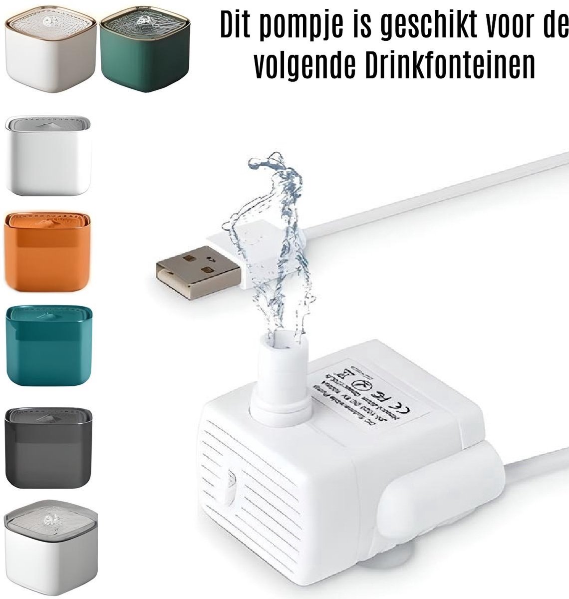 Bol.com BlueTime - Drinkfontein Pomp - USB stekker - Snoer 1.5 m - Fluisterstil - Ultra Stil - Wit - Duurzaam aanbieding