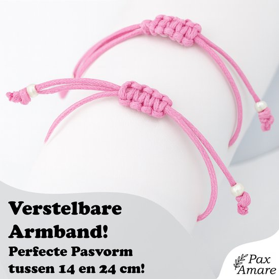 Bracelets d'amitié pour 2 avec Hartjes - Mère et fille - Bracelets roses - Bracelet BFF sur carte cadeau - Pax Amare