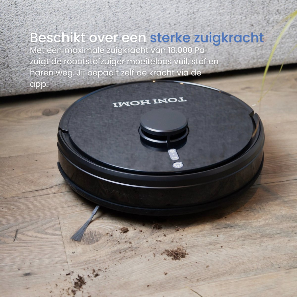 Afbeelding 3 van TONIHOMI® Q8- Robotstofzuiger met dweilfunctie - Automatisch legen - Robotstofzuiger met laadstation - LDS Laser navigatie - Met app - Zwart