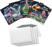 Inspra Studio – Luxe Kerstkaarten met Enveloppen – 5 Stuks – Voetbal Wenskaarten – Artistieke Sportieve Illustraties met Winterse Sfeer