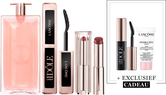 Lancôme Idôle Eau de Parfum - 50ml & Lancôme Lash Idôle Mascara Midi - 001 Black & Lancôme Lip Idôle Squalane-12 Butterglow™ Glowy Lippenbalsem - Sheiks Rosy Nude 50 + 2 Cadeaus