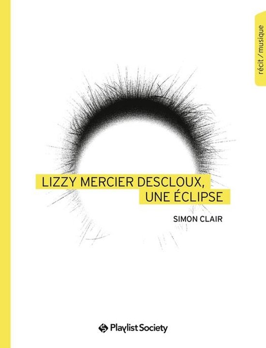 Albumcover met wazig zwart gebied en tekst 'LIZZY MERCIER DESCLOUX, UNE ÉCLIPSE'.