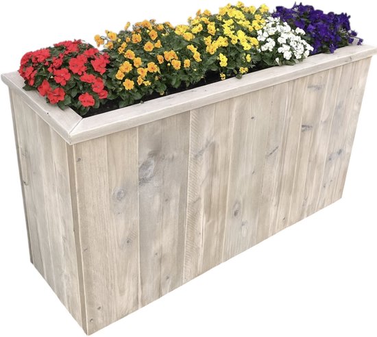 Steigerhouten plantenbak - Bloemenbak 40x25x60cm - Plantenbak voor tuin - Terras - Balkon - buiten - Handgemaakt luxe bloempot