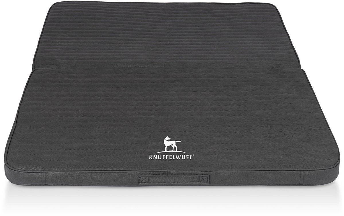 Opvouwbare reismat orthopedisch Roanoke van met laser doorstikt kunstleer 140 x 120 cm zwart