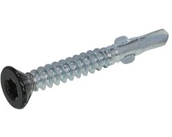 Proftec - Vleugelteks/Poortframe schroeven - Torx 20 - 4,2x32mm - Verzinkt - Zwarte kop (100 stuks)