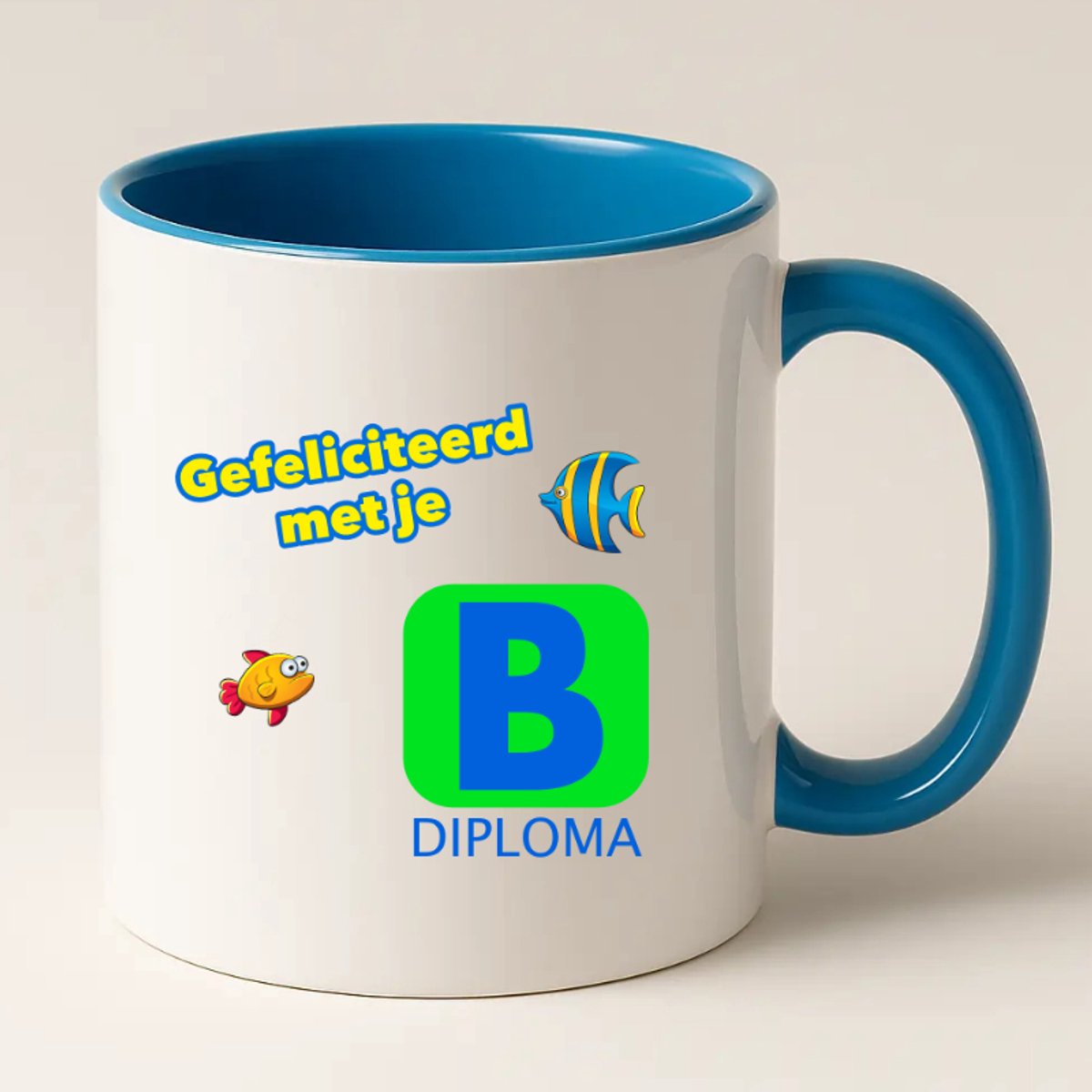 Zwemdiploma B Mok - Blauw - Gefeliciteerd met je Zwemdiploma B - Zwemdiploma Cadeau