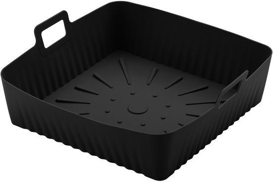 Foto: 23cm grote airfryer siliconen mand liner 9 inch xxl airfryer vorm herbruikbare vierkante ovenbakplaat geschikt voorcosori ninja 6 8qt