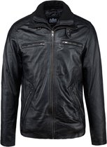 Urban 5884® - Colin - Heren Winterjas – Jack - Uitritsbare Kraag – Lams Leer –Zwart - Maat XL