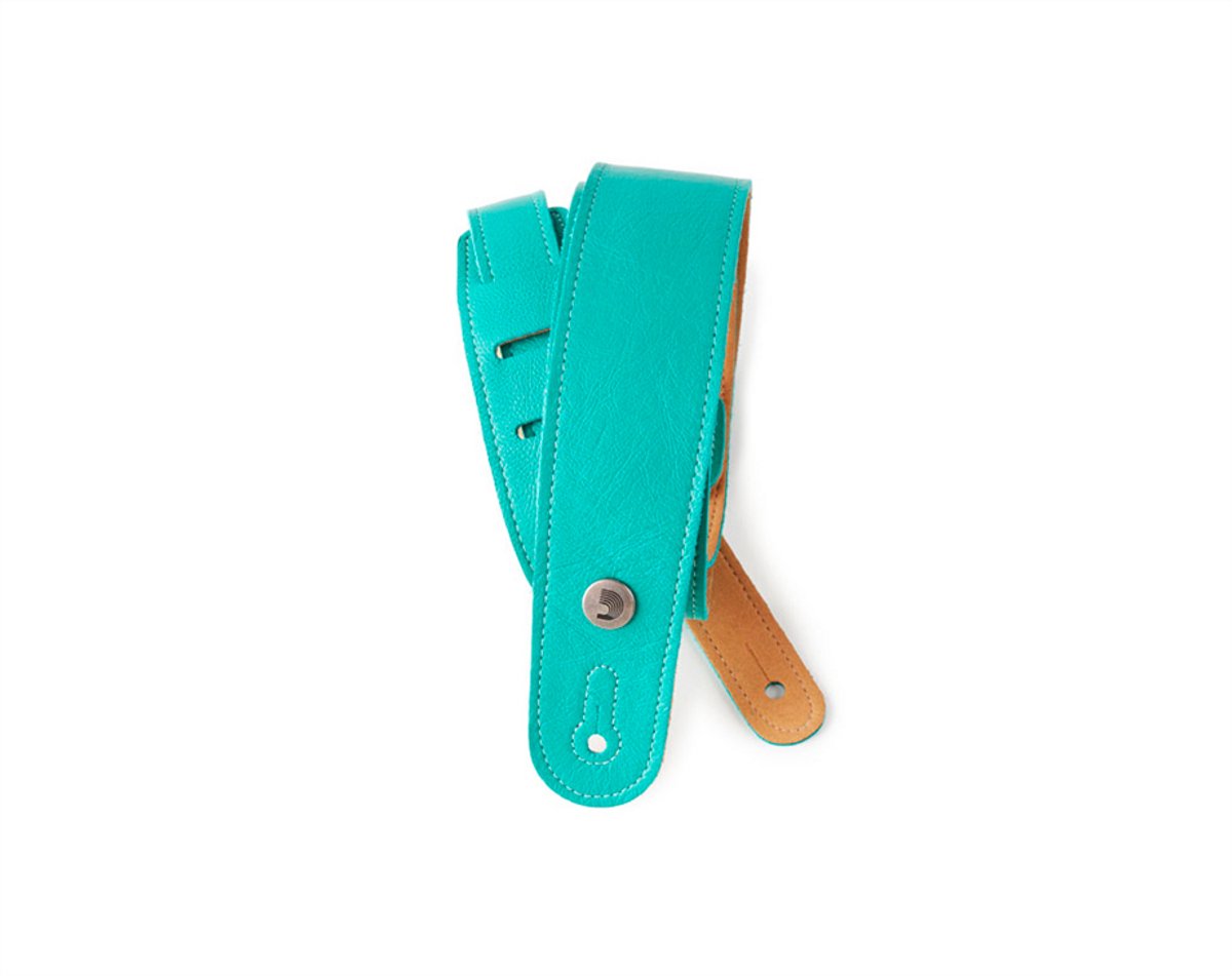D'Addario 20GL04 leren gitaarband Slim Garment leather turquoise