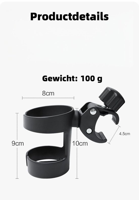 2-delige - Waterbekerhouder - Draagbare buitenbekerhouder - Auto- en fietsbekerhouderaccessoire - Zwart van Twinsome — afbeelding 4
