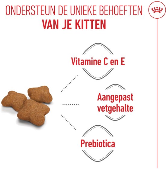 Drie bruine, stervormige brokken. Tekst: Vitamine C en E, Aangepast vetgehalte, Prebiotica.