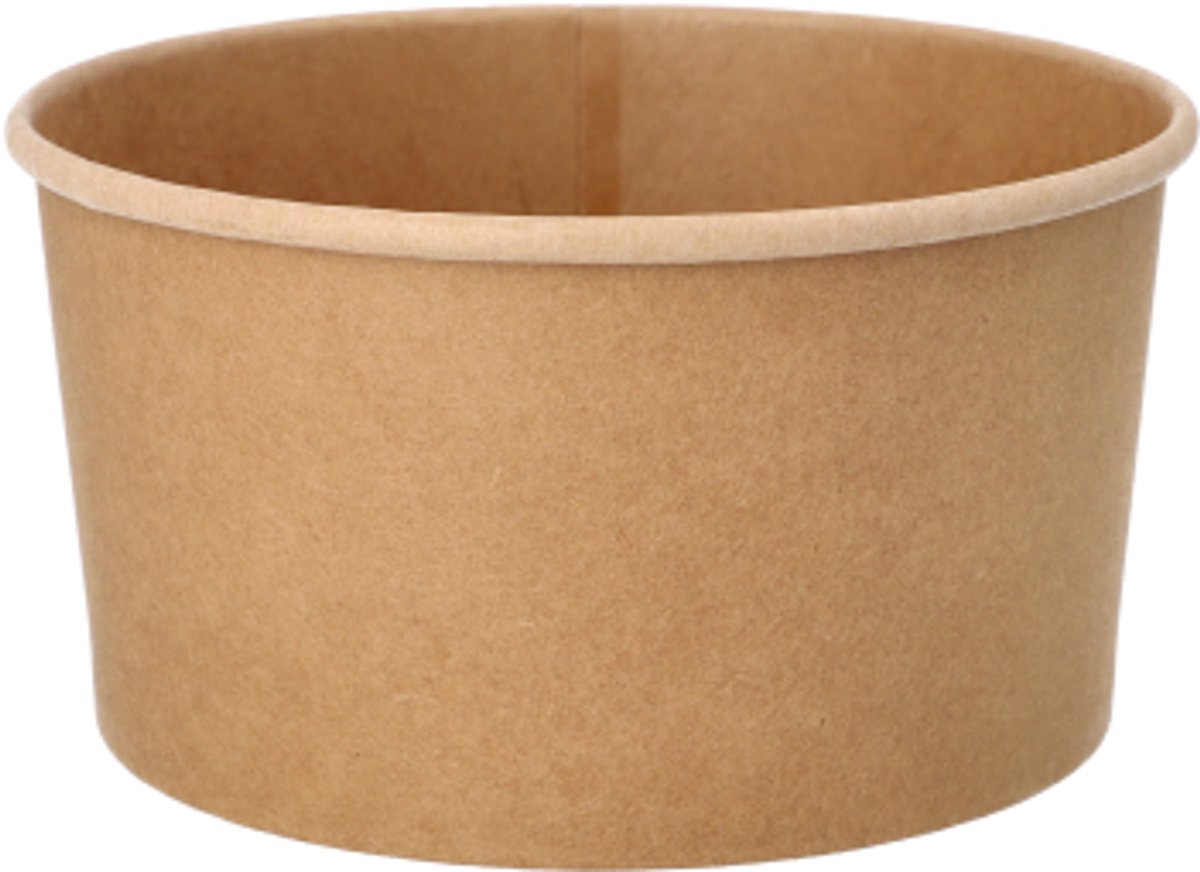 Image of 50 Saladeschalen, Karton rond 1000 ml Ø 15 cm · 7,5 cm bruin