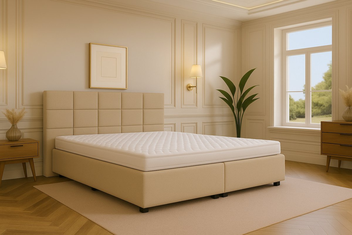 Boxspring vlak Modena 200x200 cm beige Gratis Bezorgen