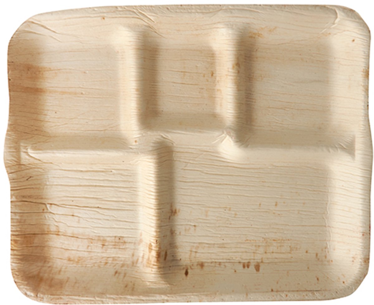 6 Borden, palmblad pure 5-vaks 27 cm x 21,5 cm x 2 cm