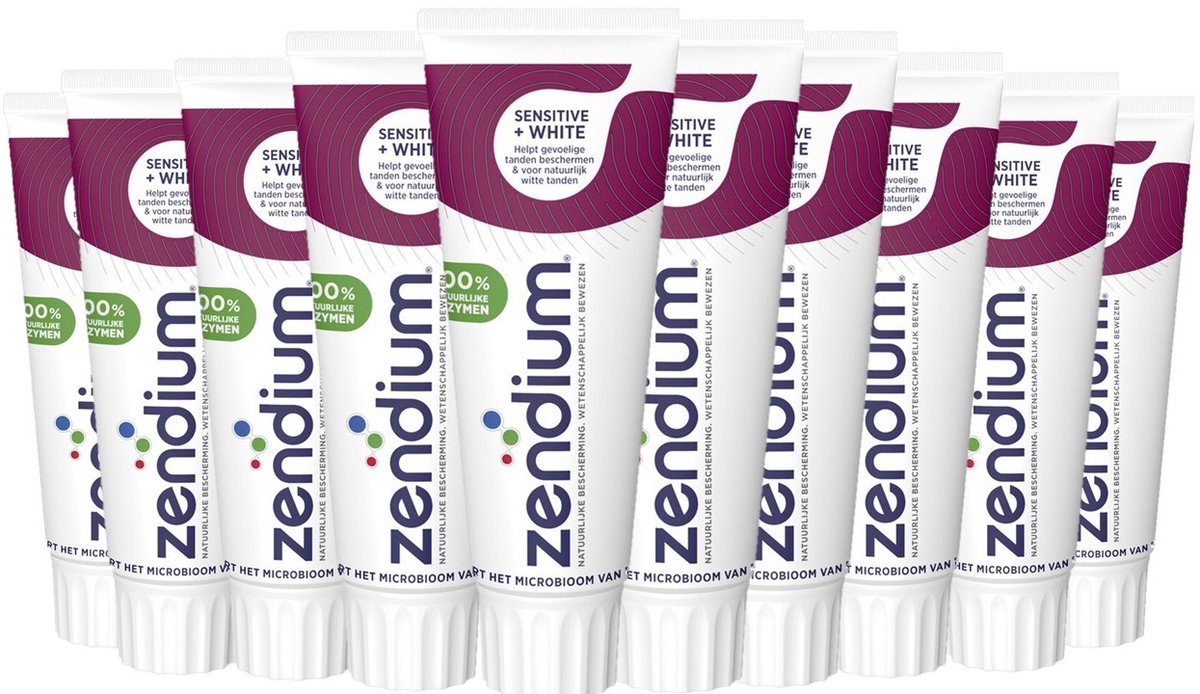 Zendium Tandpasta - Sensitive+White - met 100% natuurlijke enzymen - 10 x 75 ml