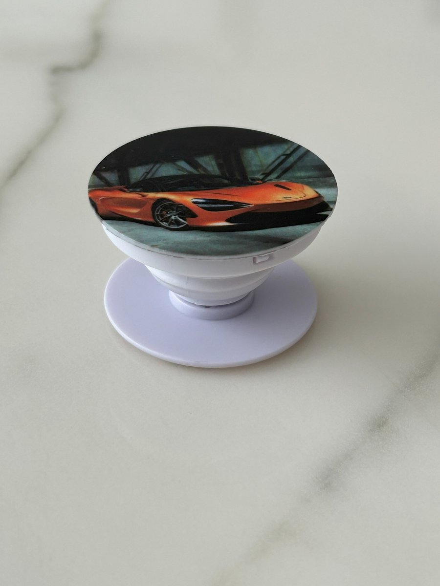 Telefoon Grip & Stand – Universele Smartphone Houder – Opvouwbaar & 360° Draaibaar – Past op Elke Telefoon of Hoesje - Auto - Oranje/Zwart
