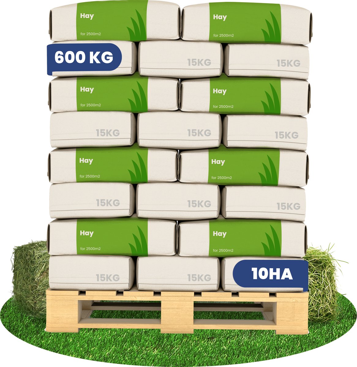 Hooi Graszaad - 40x = 600 kg voor 10 ha - Premium Graszaadmengsel voor Hooi en Kuilvoer - Hoogwaardige, voedzame opbrengst met snelle hergroei, duurzaam - NAK-gecertificeerd - Organifer