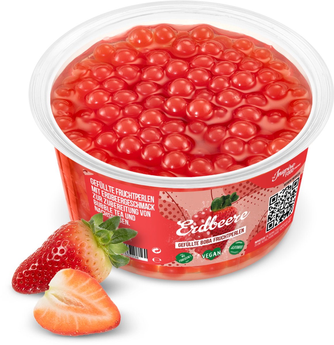 Inspire Food Company - Bubble tea - Bubble Tea Parels - Popping Boba Pearls - Popping Fruitparels - Aardbeien smaak - 450 gram
