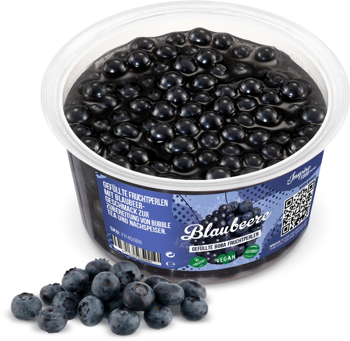 Inspire Food Company - Bubble tea - Bubble Tea Parels - Popping Boba Pearls - Popping Fruitparels - Bosbessen smaak - 450 gram