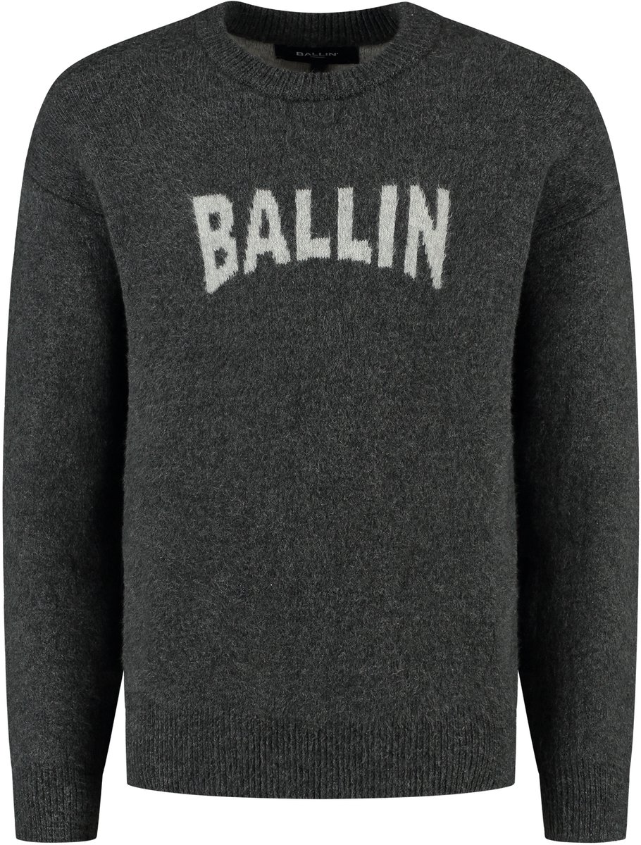 Ballin Amsterdam - Jongens Loose fit Knitwear Crewneck LS - Antra - Maat 12