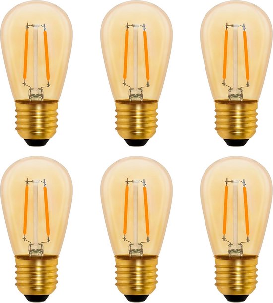 S14 Vintage LED filamentlamp E27, 1W amberkleurige Edison vervanging 10W gloeilamp,...