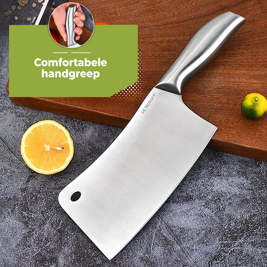 Couteaux à Couperets HI NATURE™ | Couteau à découper, Hakbijl, couteau de chef, couteau à viande, couteau de boucher| Heavy Duty , compatible lave-vaisselle - 29 cm - Argent