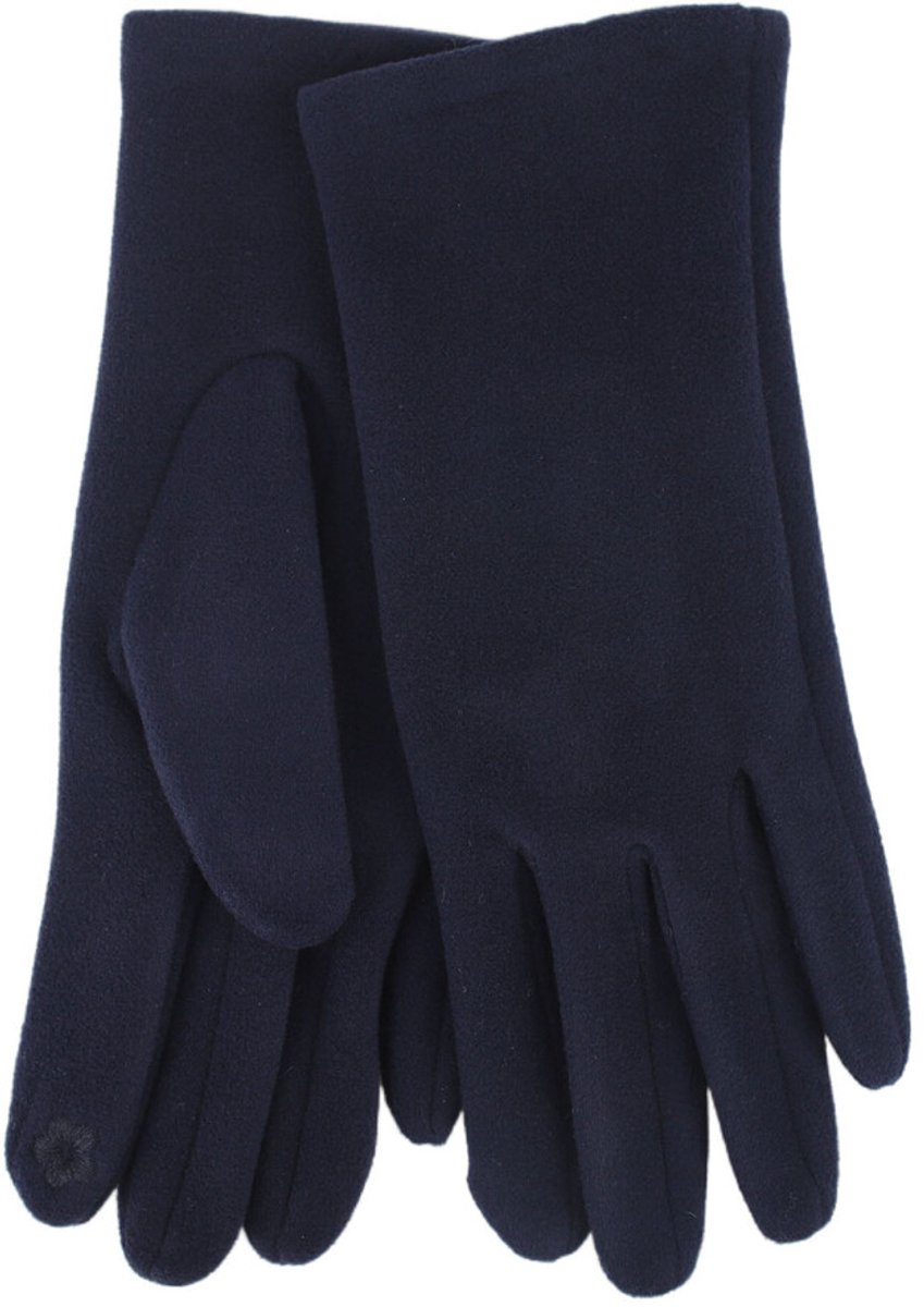 Stevige faux suede dames handschoenen Kerstin-touchscreenfunctie-effen marine blauw navy