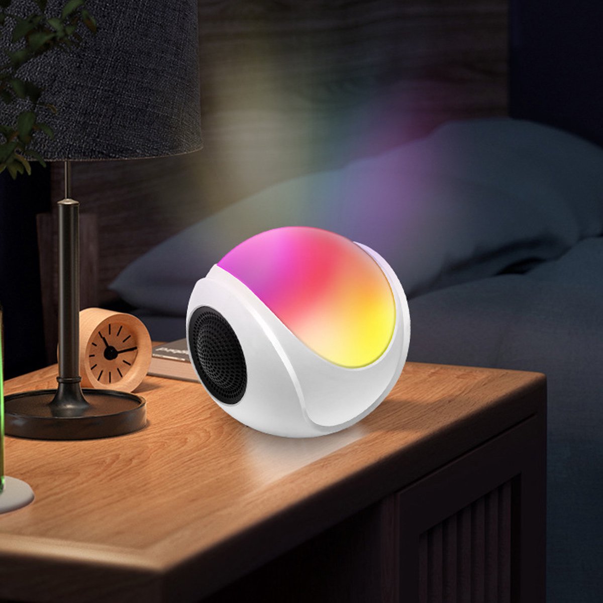 Crrynuo - Bluetooth Speaker - LED Licht Speaker - FM Radio Speaker - 1 Stuk - 360° Audio - 5W - Wit