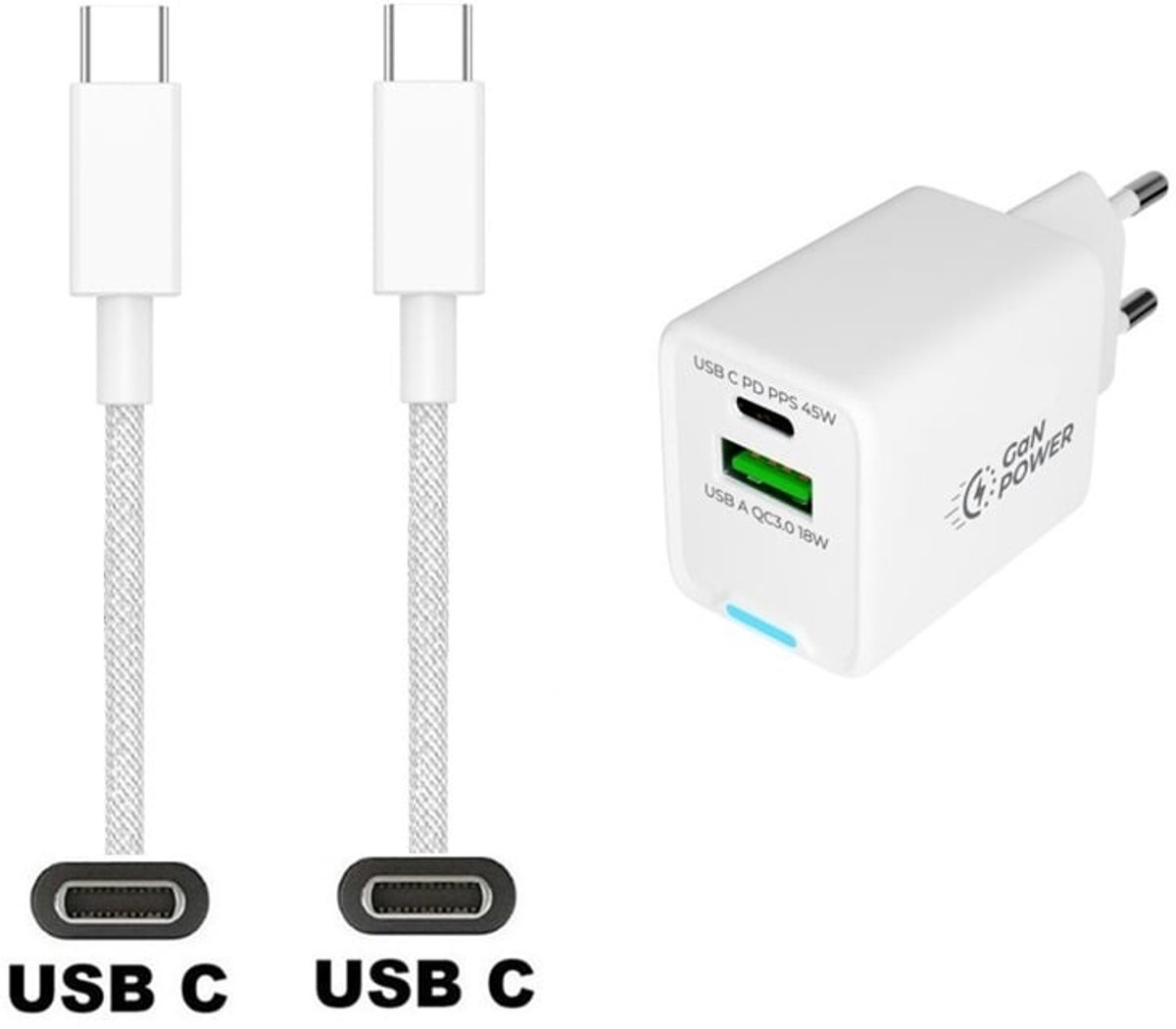OneOne 45W super snellader met 2 poorten. Oplader met sterke 3,0m USB C naar C kabel. PD lader adapter past op Huawei Mate X5, Mate X6, Mate XT Ultimate, Mate 60, Mate 60 Pro, Mate 60 Pro +, Mate 70, Mate 70 Pro, Mate 70 Pro +