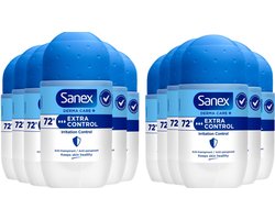 Sanex Deo Roller Dermo Extra Control - 12 x 50 ml - Anti Irritatie - 72H Formule - Anti Perspirant