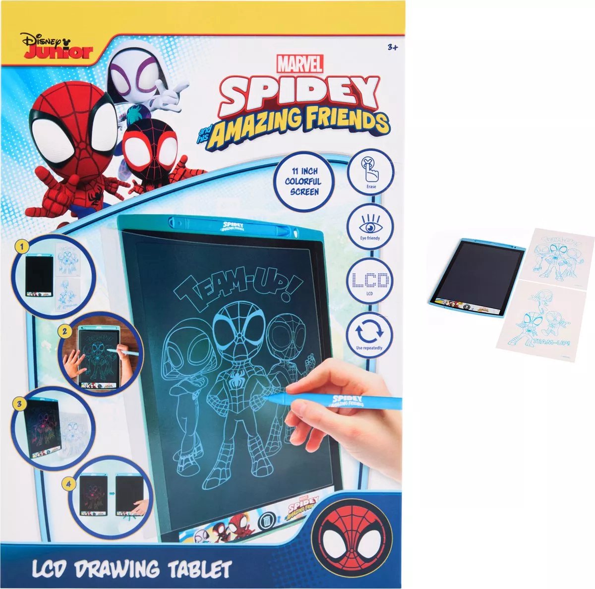Spidey LCD Tekentablet - tekenbord – Met 2 stencils – LCD-scherm – Creatief speelgoed – Spider-Man fans – Kleurrijk – Herbruikbaar – Kindvriendelijk – Educatief – Digitaal tekenbord – Inclusief batterij & stylus