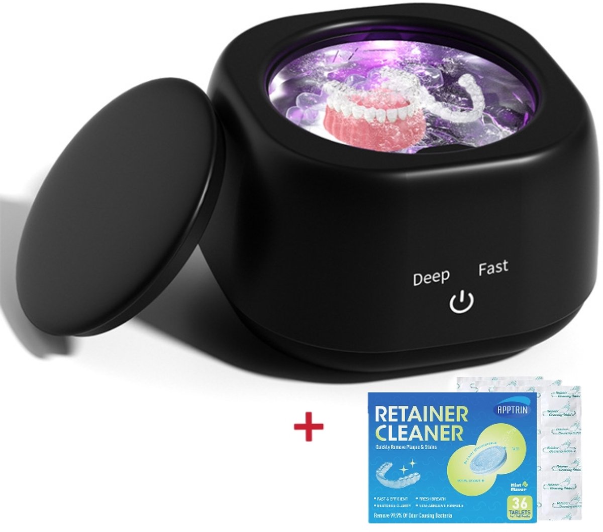 Ultrasoon Reiniger XL（Bevat 36 schoonmaaktabletten）- 300ML - 360° - Ultrasonic Cleaner-UV-sterilisatie Ultrasone Reiniger - 45000Hz Diepe Reiniging Draagbare Mini Beugel/Prothese Reiniger + Babyartikelen Sterilisat