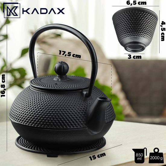 Kadax Japanse theepot, 850 ml gietijzeren ketel, dia Kadax Japanse theepot, 850 ml gietijzeren ketel, dia