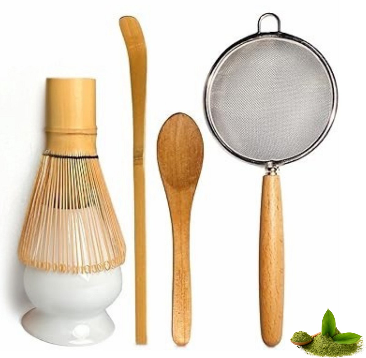 Luumuu® Matcha Set 5-Delig - Matcha klopper - Bamboo Whisk - Thee Poeder Accessoires - Bamboe Borstel - Ceremonial Grade Kit - Incl. Ebook