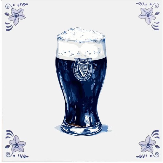 Delfts blauw tegeltje guinness bier - delfts blauw wandbord - delftsblauw - hollandse cadeautjes - wanddecoratie - decoratieve accessoires