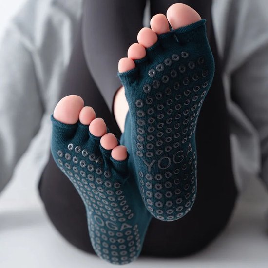 Dames Antislip Yogasokken met Vijf Tenen (Maat 35-41) - Pilates Sokken van Katoen, Ademend en Elastisch - Sportsokken voor Yoga, Fitness, Gym, Dans & Ballet van Merkloos — afbeelding 4