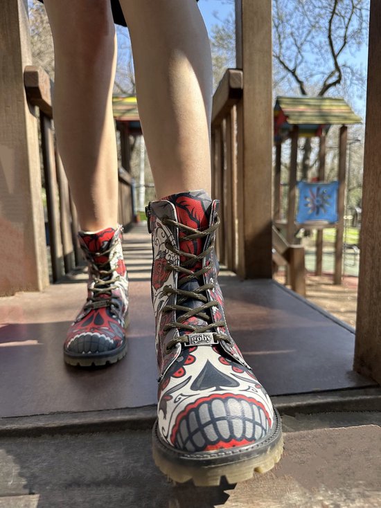 GOBY - Tête de mort - Bottes pour femmes - Botte - Bottes femmes - Bottes dames - Bottes dames - Bottes longues - Fait à la main - Taille 35