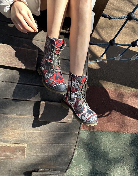 GOBY - Tête de mort - Bottes pour femmes - Botte - Bottes femmes - Bottes dames - Bottes dames - Bottes longues - Fait à la main - Taille 38