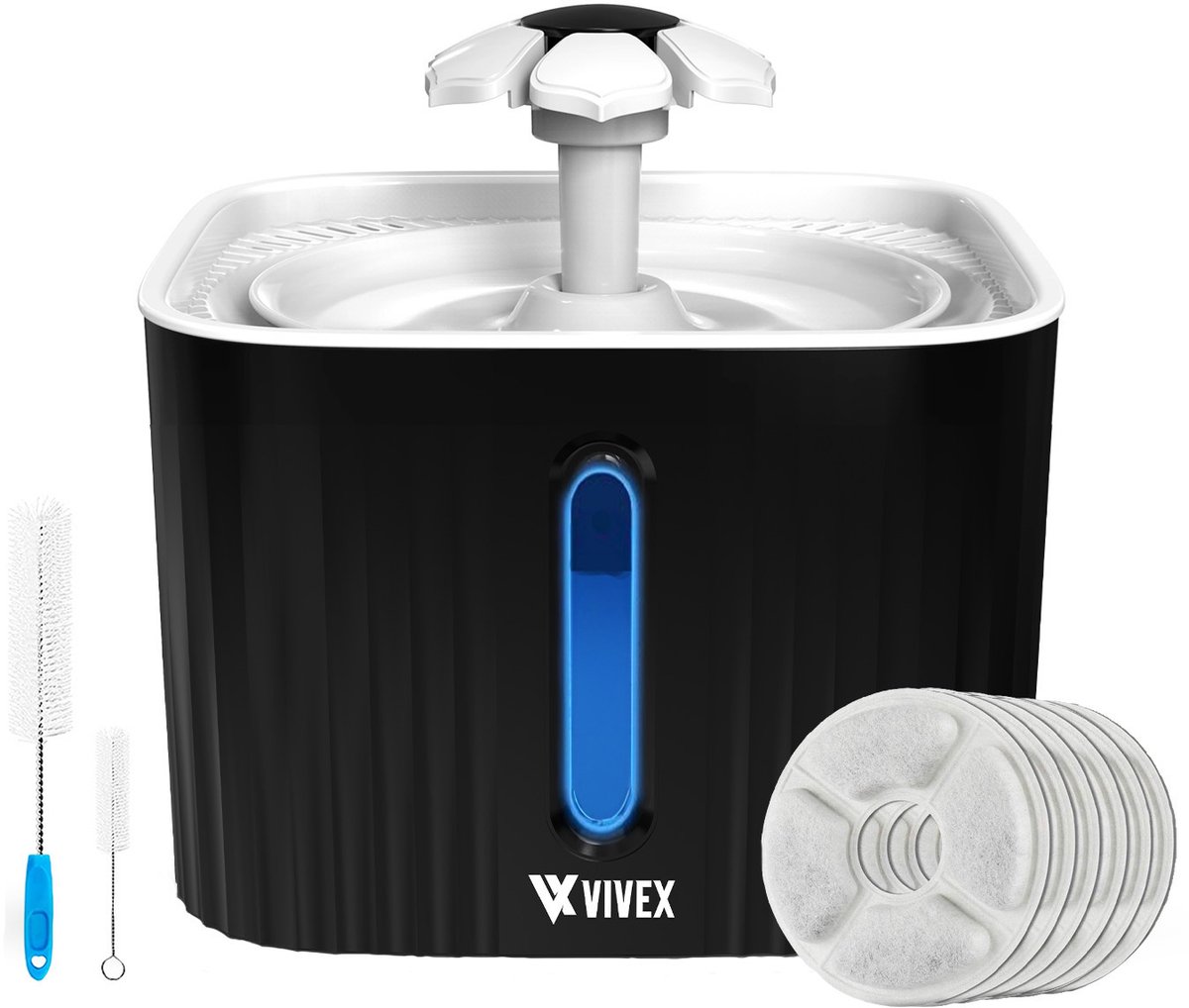 Bol.com Vivex® Drinkfontein - Waterfontein voor Katten en Honden - Incl. 6 Filters en cleaning tool - Muisstil aanbieding