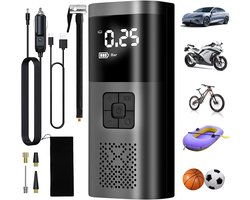 Autobandenpomp - 6000 mAh - Draagbare luchtcompressor - 150 PSI - Draadloze bandenpomp - met digitaal LCD-scherm - Elektrische fietspomp met LED-lampje - voor motorfietsen, scooters en auto's