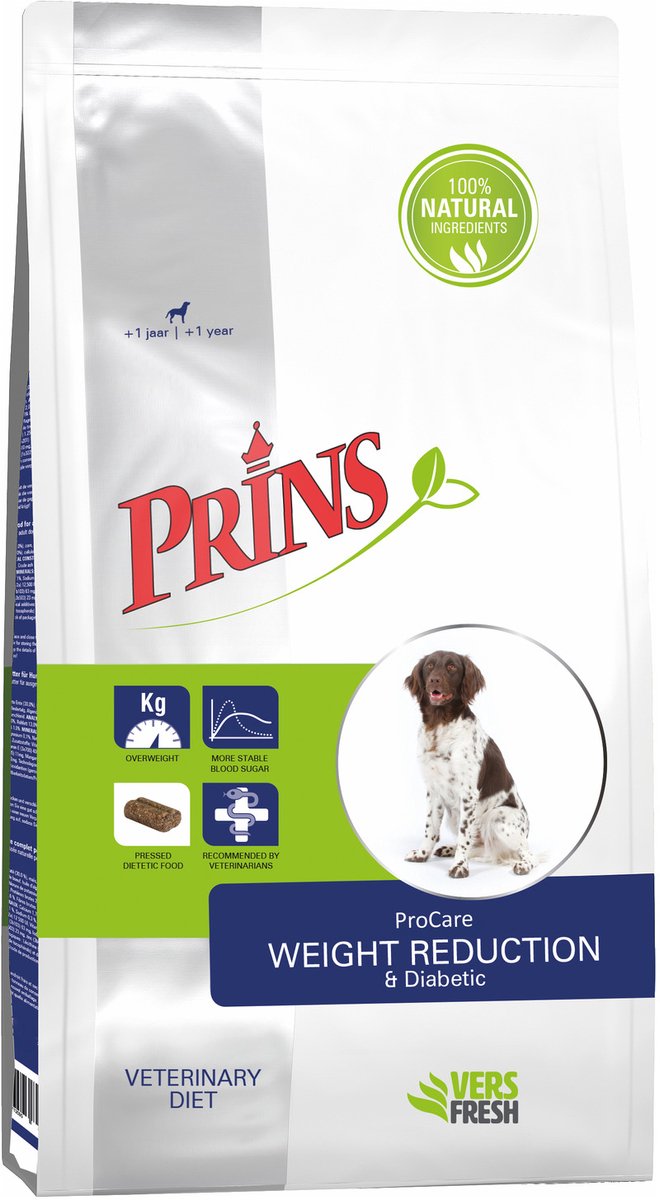 Prins Veterinary Diet Procarepressed Diet Weight Reduction&Diabetic - Hondenvoer - Gevogelte 12 kg