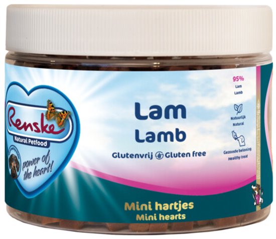 Renske Gezonde Beloning Mini Hartjes Hondensnack Lam - 300 gr