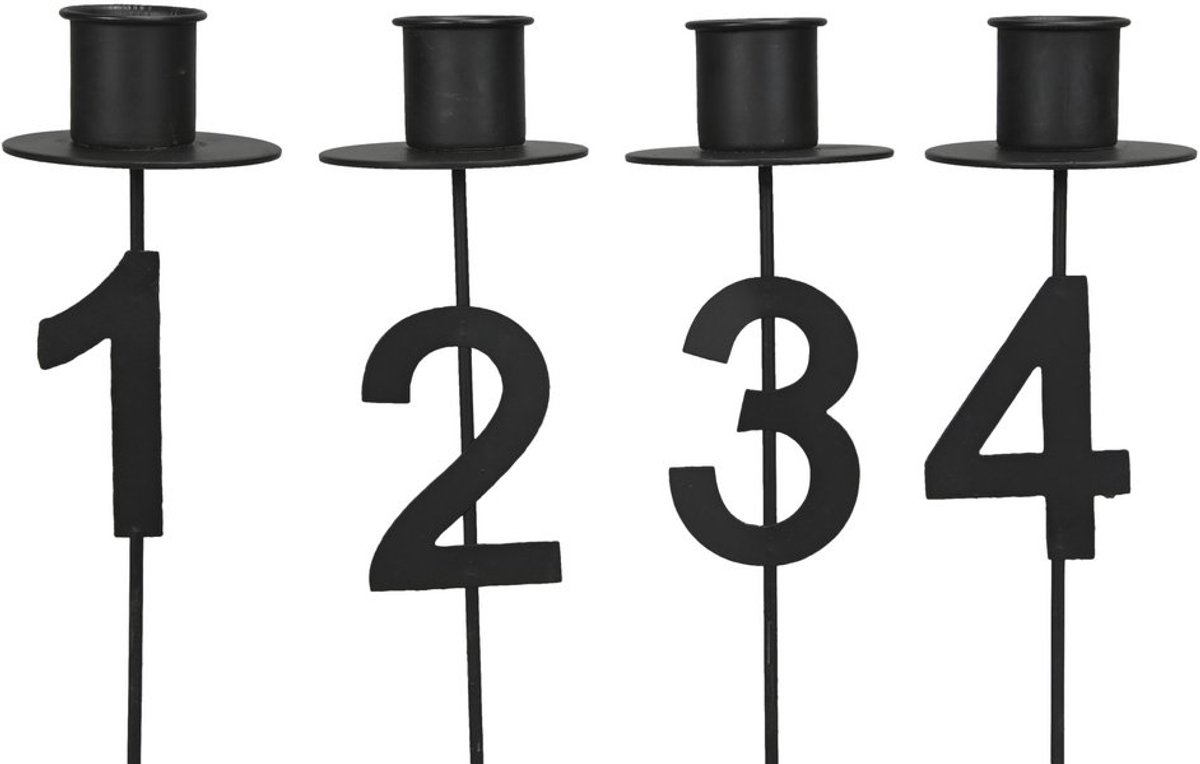 advent/kaarsenhouder/4 stuks/posiwio/metaal/zwart