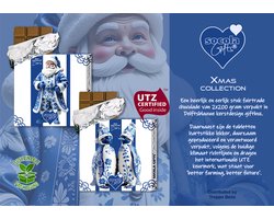 SoCoLa Kerst– Xmas Kerstman/Pinquins– Fairtrade Chocolade tabletten in Giftbox - Persoonlijk Cadeau – Delftblauw kado – Kerst geschenk - Voor Hem en Haar – Vrouw en Man