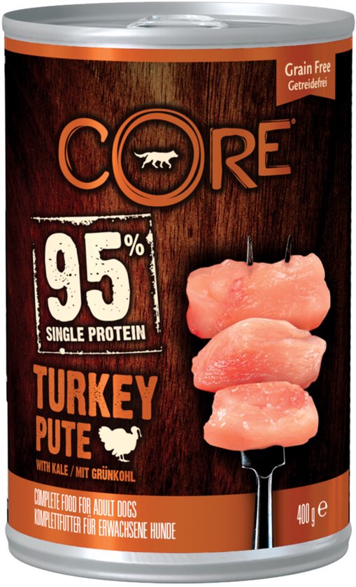 Wellness Core Hondenvoer Blik Kalkoen - Kool - 6 x 400 gr - Voordeelverpakking
